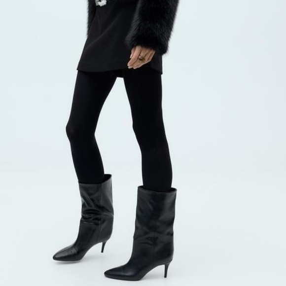 Zara Shoes - Zara NWT black ruched heeled boots 2103/510
